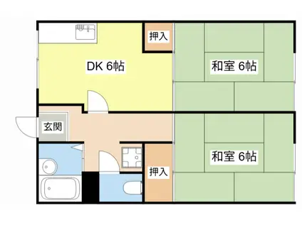 藤井ハイツ(2DK/2階)の間取り写真