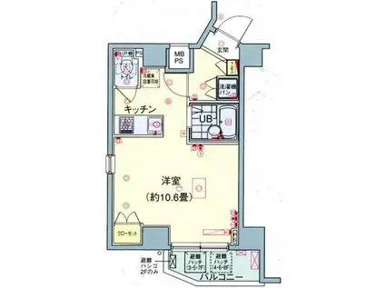 パレ・ホームズ芦花公園(ワンルーム/3階)の間取り写真