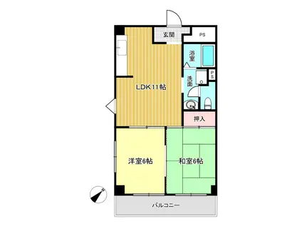 ロイヤルハイツ東生駒(2DK/2階)の間取り写真