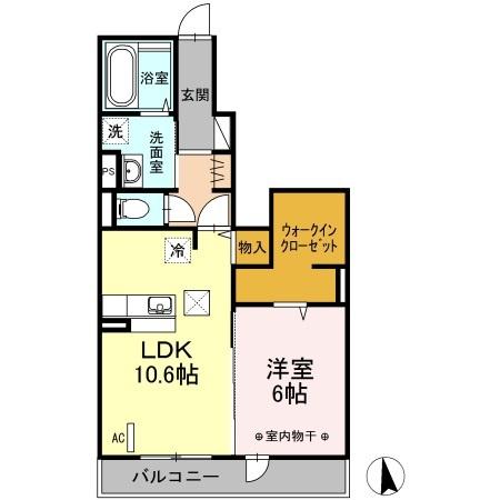 ルイティア VI(1LDK/2階)の間取り写真