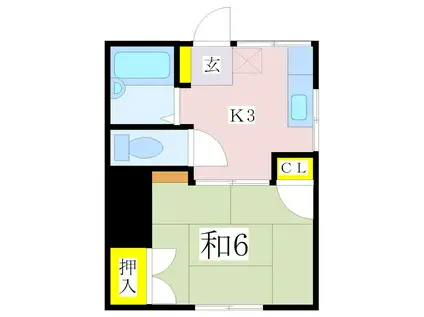 コーポラスK(1K/1階)の間取り写真