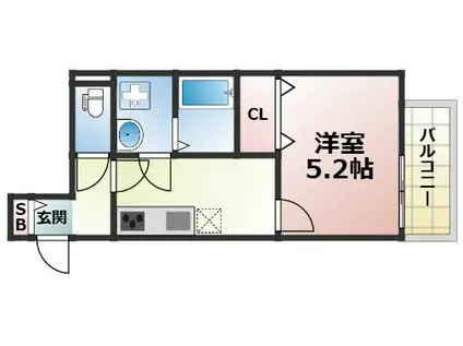 クレアール八戸ノ里(1K/3階)の間取り写真