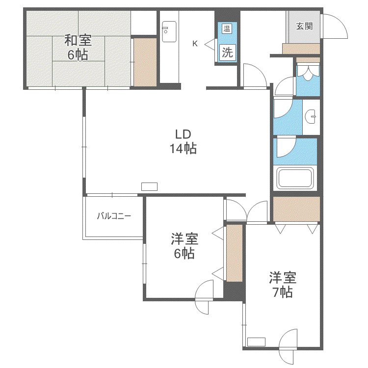 アルファコート山の手II(3LDK/4階)の間取り写真