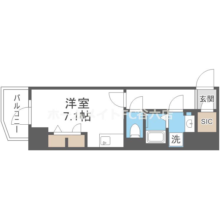 METROSA谷町六丁目サウス(ワンルーム/7階)の間取り写真