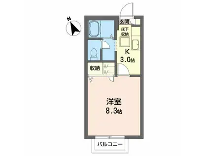 グリーンポポI(1K/1階)の間取り写真