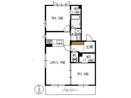 カーサピノひらの(2LDK/3階)の間取り写真