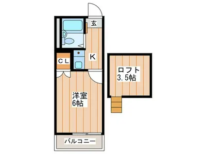 エルファイン(1K/2階)の間取り写真