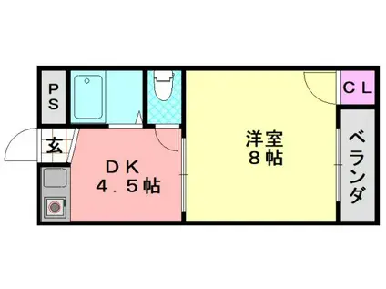 ハイツハーベストII(1DK/4階)の間取り写真