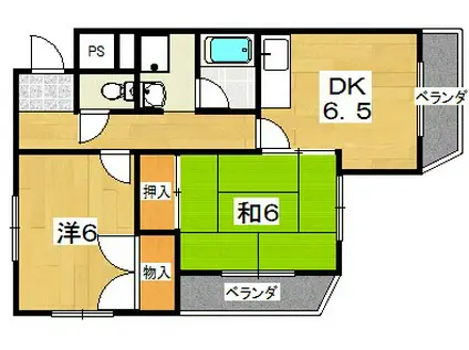 グランデ東香里(2DK/5階)の間取り写真