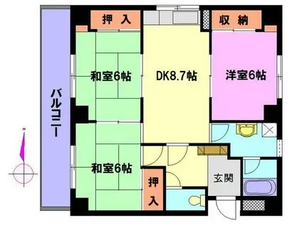 エスポワール川口(3DK/1階)の間取り写真