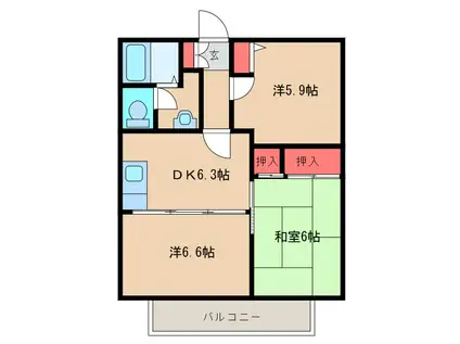 グランシャリオC(3DK/2階)の間取り写真