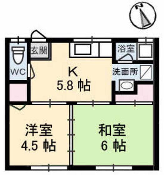 松田アパート(2K/2階)の間取り写真
