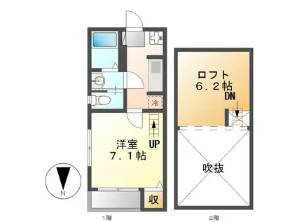 フォレスト志賀本通(1K/1階)の間取り写真