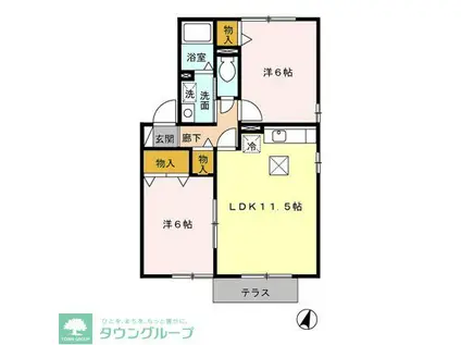 メゾン・アンソレイユIII(2LDK/1階)の間取り写真