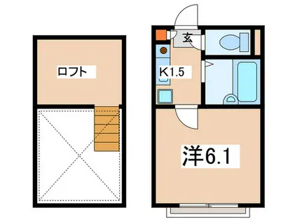 トップヒル相模大野(1K/2階)の間取り写真