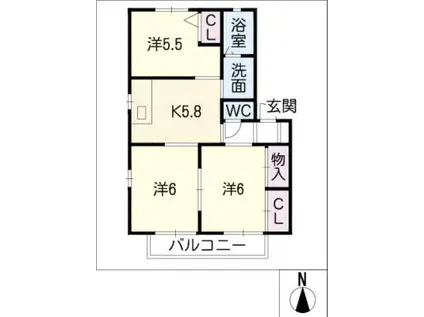 コンフォート堀越(3K/1階)の間取り写真