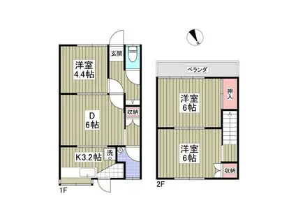 スカイハイツ A(3DK/1階)の間取り写真