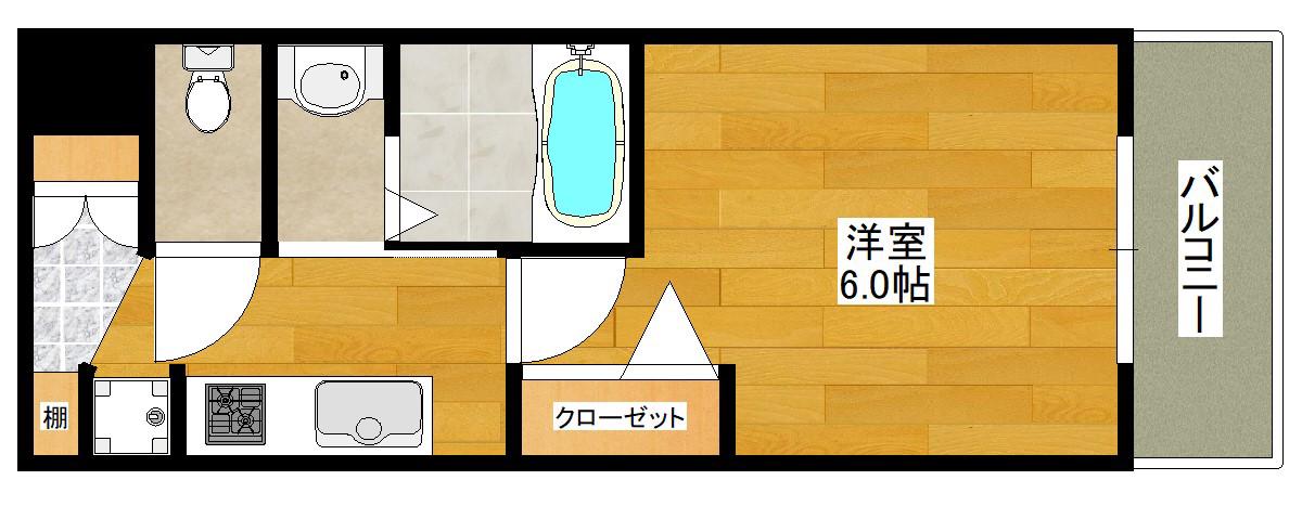 LUXE東三国ウエスト(1K/4階)の間取り写真