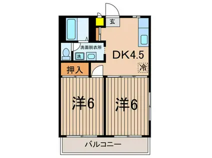 リビエールダイワ(2DK/3階)の間取り写真