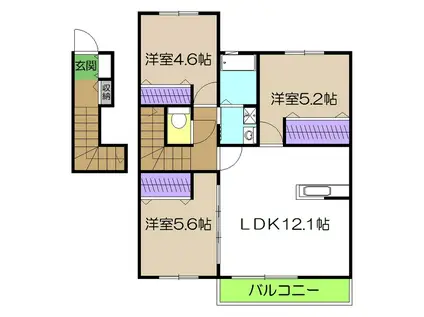 シャーメゾン・ル・プレ A棟(3LDK/2階)の間取り写真