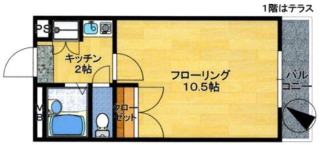 モンテクレーセ(1K/2階)の間取り写真