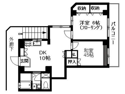エムツーワイ北新宿(2LDK/3階)の間取り写真