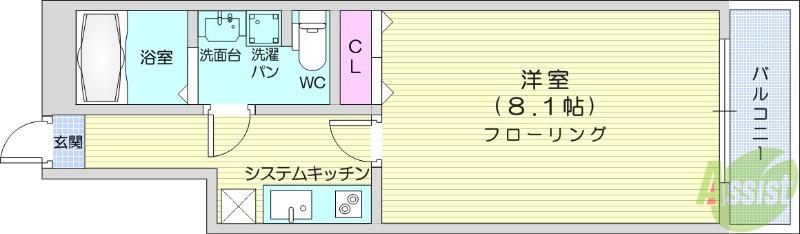 アスコット南光台(1K/1階)の間取り写真
