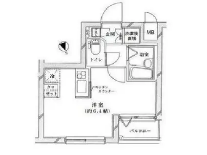 ライジングプレイス板橋(ワンルーム/2階)の間取り写真