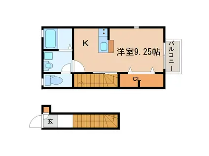 XEVOレスト五橋(ワンルーム/2階)の間取り写真