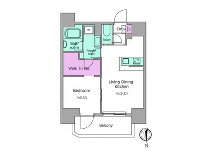 クレヴィアリグゼ北品川IIステーションコート(1LDK/12階)の間取り写真