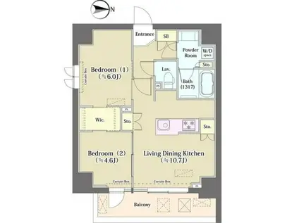 クリオラベルヴィ元浅草(2LDK/8階)の間取り写真