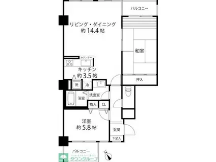 グリーンパーク横須賀中央(2LDK/6階)の間取り写真