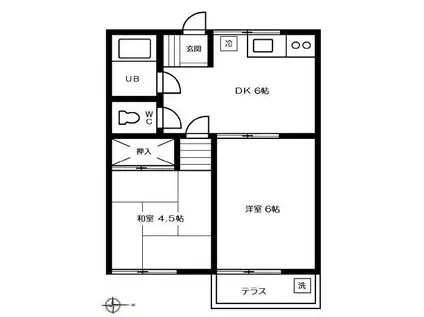 西落合コーポ(2DK/1階)の間取り写真