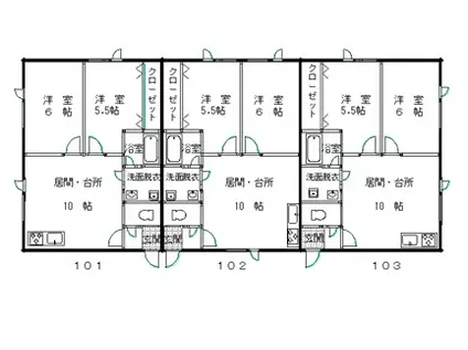 北海道紋別市 2階建 築23年(2DK/1階)の間取り写真