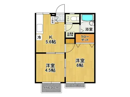 エステートピア五百渕(2K/2階)の間取り写真