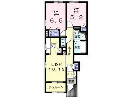 ウッドスプリング有田(2LDK/1階)の間取り写真