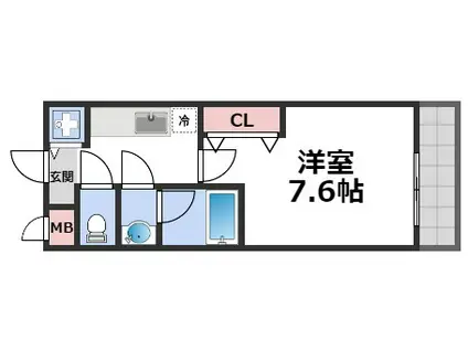 フジパレス 中道(1K/1階)の間取り写真