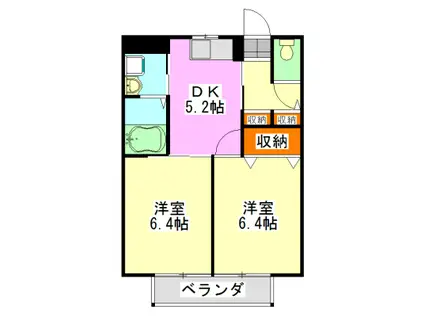 メゾンアルカディア(2DK/1階)の間取り写真