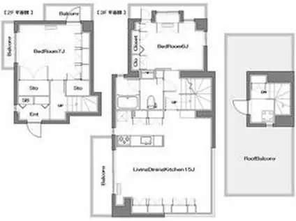 ブルーフラット(2LDK/2階)の間取り写真