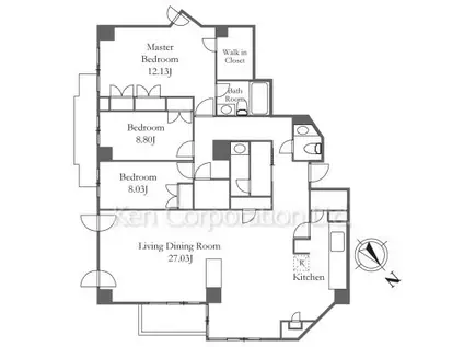 フラット緑ケ岡(3LDK/1階)の間取り写真