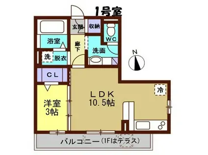 アトリエ ドゥ(1LDK/2階)の間取り写真