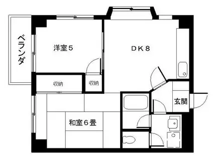 本牧町1丁目マンション(2DK/4階)の間取り写真