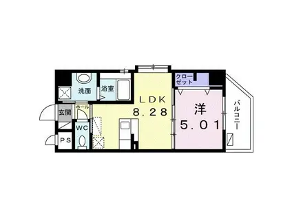 カルム・ヴィラ 長蔵(1LDK/3階)の間取り写真