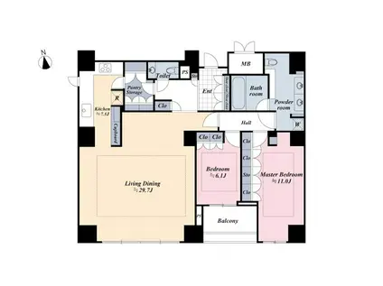 パークハウス芝タワー(2SLDK/30階)の間取り写真