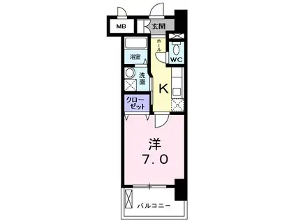 スカイ ガーデン タワー(1K/11階)の間取り写真
