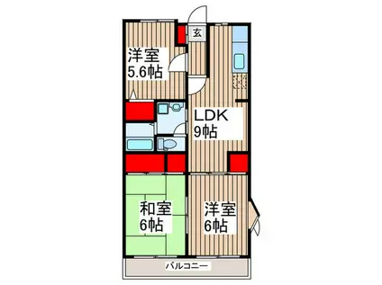 ランドフォレスト北越谷II(3LDK/3階)の間取り写真