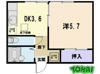 コーポサンクス(1DK/1階)の間取り写真