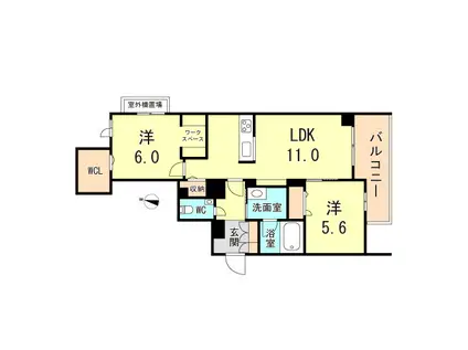 エトワールII(2LDK/3階)の間取り写真