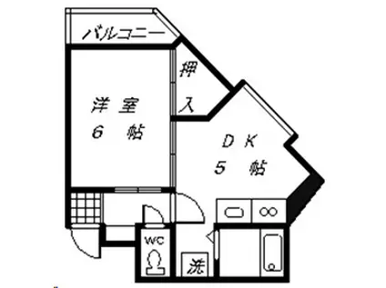 メゾン・ミヤ(1DK/2階)の間取り写真