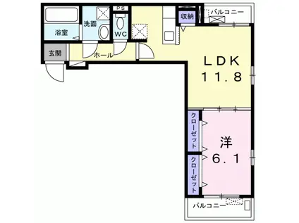 レジデンス KIZU(1LDK/2階)の間取り写真